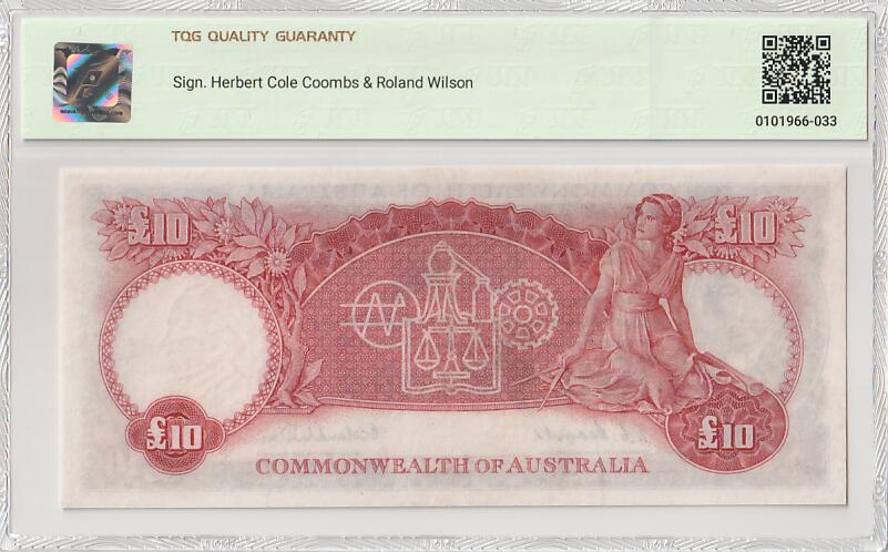 2025十一月第四期，总202期 澳大利亚1954版5镑TQG53分，稀有的“澳大利亚联邦”抬头中高面值品种，菲利普总督和电力与机械图案