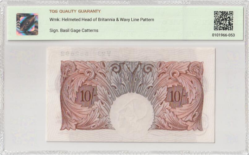 2025十一月第四期，总202期 英格兰A序列10先令Cattern签名TQG53分无47，极稀有战前1930年代常规发行褐色版稀有签名（常见品种一般发行于1950年代）
