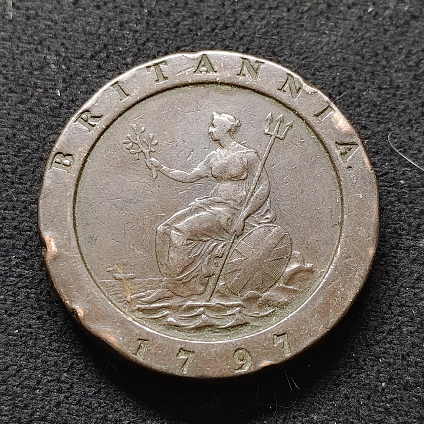 【全场包邮】纯粹捡漏拍477场（免费代拍第14场）调整中 英国1797年乔治三世2便士大车轮铜币