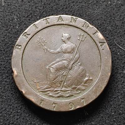 【全场包邮】纯粹捡漏拍477场（免费代拍第14场）调整中 - 英国1797年乔治三世2便士大车轮铜币