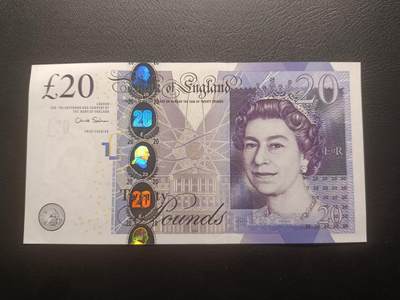 2025十一月第四期，总202期 - 英格兰F序列20镑UNC-，中年女王和亚当斯密