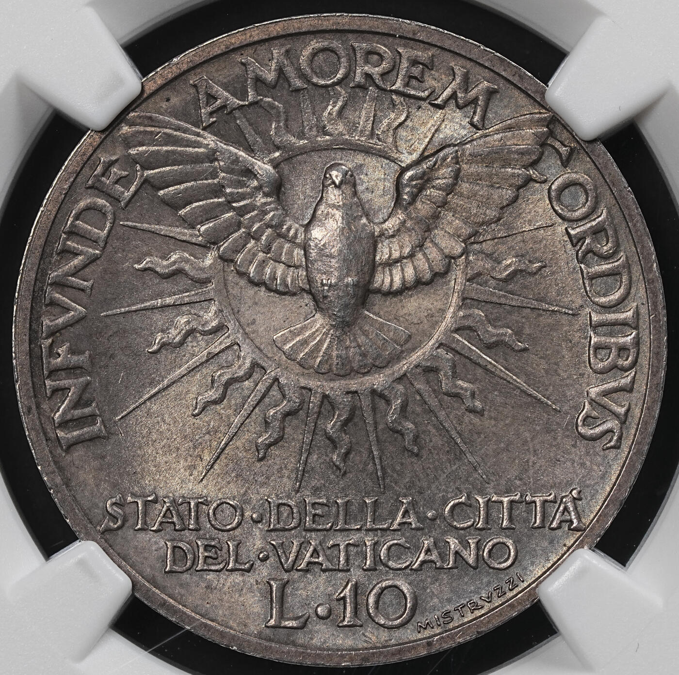 修遠堂世界钱币第九十三期 NGC MS64 1939年梵蒂冈教皇缺位10里拉银币