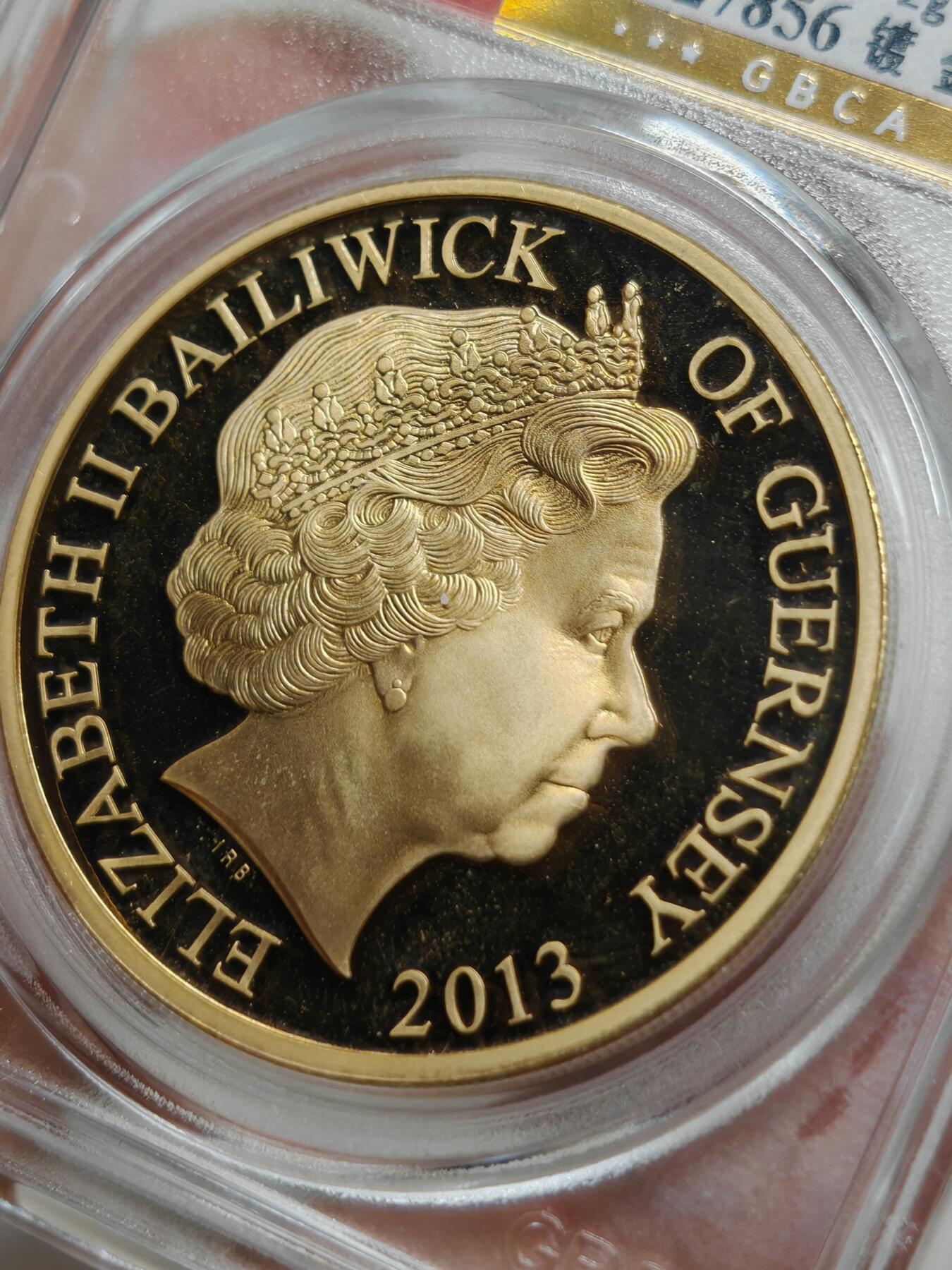 英国2013年皇家空军63中队镀金纪念币（北京公博MS68）