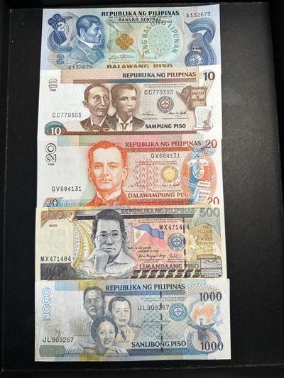 蒂克钱币-第47场 外国平价纸币拍卖 - 菲律宾纸币一套 1000面值流通品 其他近全新