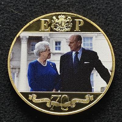 【全场包邮】纯粹捡漏拍476场（免费代拍第13场）调整中 - 直布罗陀2017年1克朗女王白金婚系列阳台彩色镀金精制克朗型纪念币