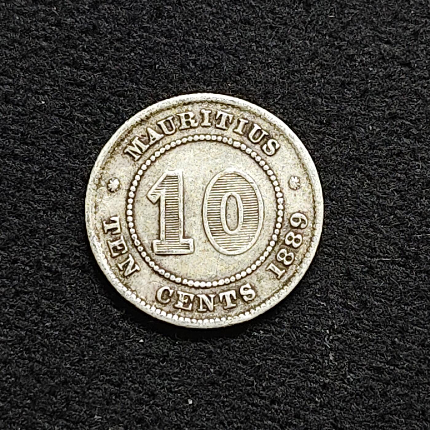 【全场包邮】纯粹捡漏拍476场（免费代拍第13场）调整中 英属毛里求斯1889年维多利亚女王10分银币
