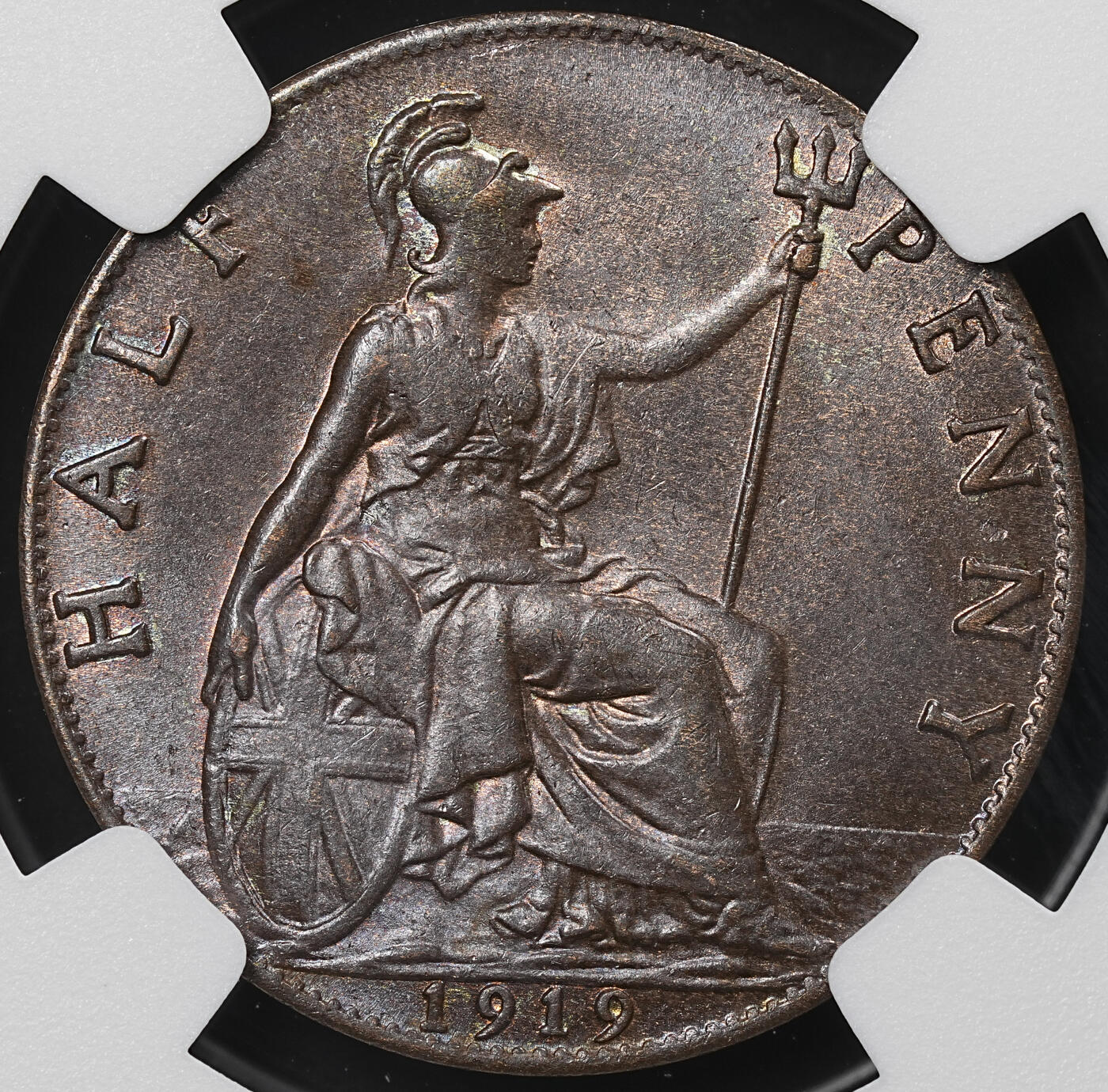 修遠堂世界钱币第九十三期 NGC MS64BN 1919年英国1/2便士铜币