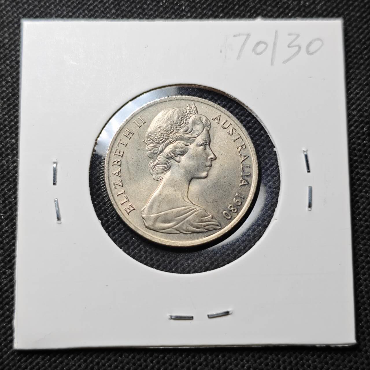 KK钱币收藏小铺  第370场  2月预留时间 周末发货  1980澳大利亚10分 好品