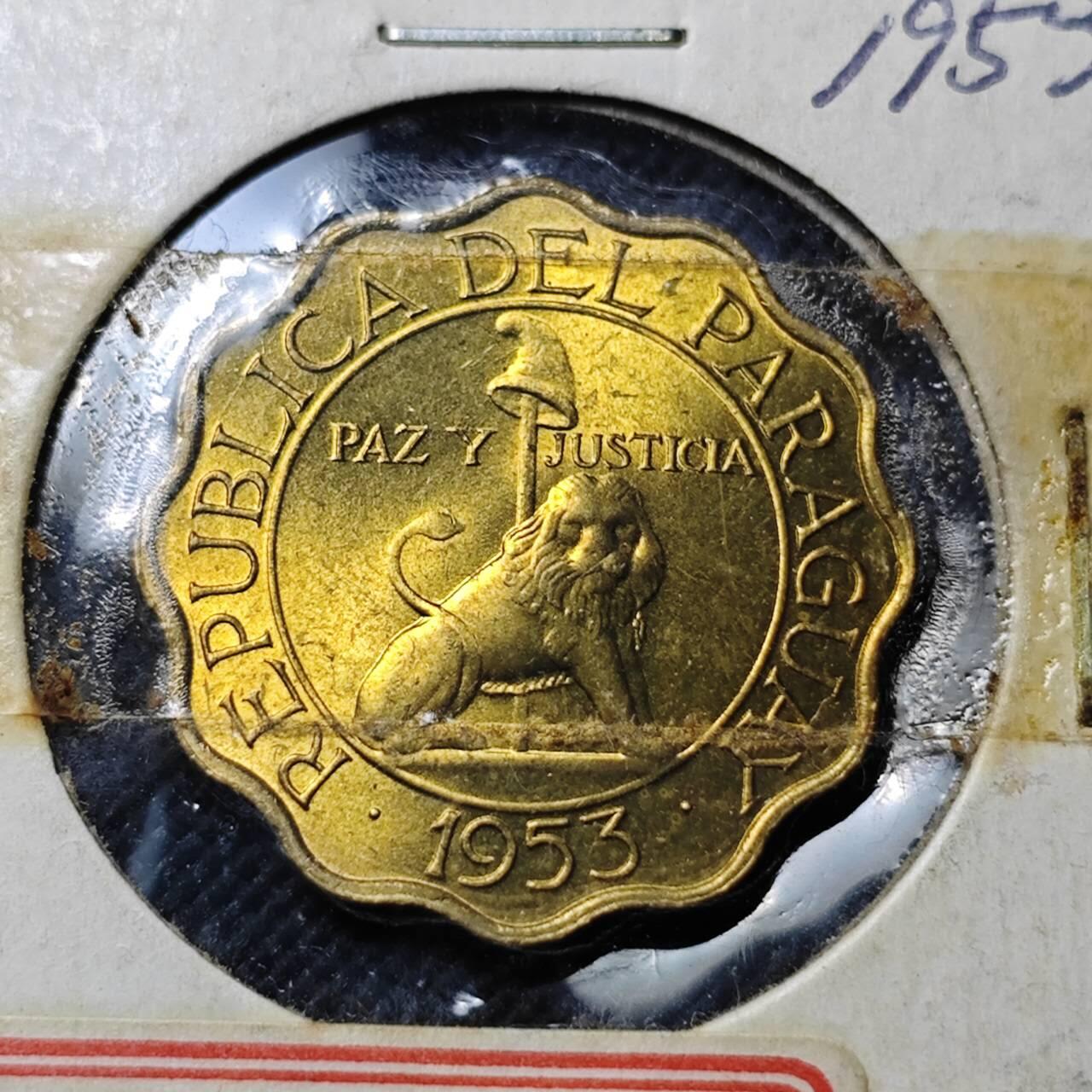 KK钱币收藏小铺  第370场  2月预留时间 周末发货  1953巴拉圭25分 拆卷品