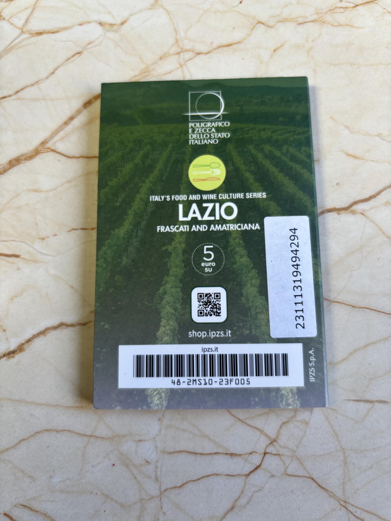 第181期拍卖 卡装意大利2023年饮食文化白葡萄酒培根番茄面纪念币