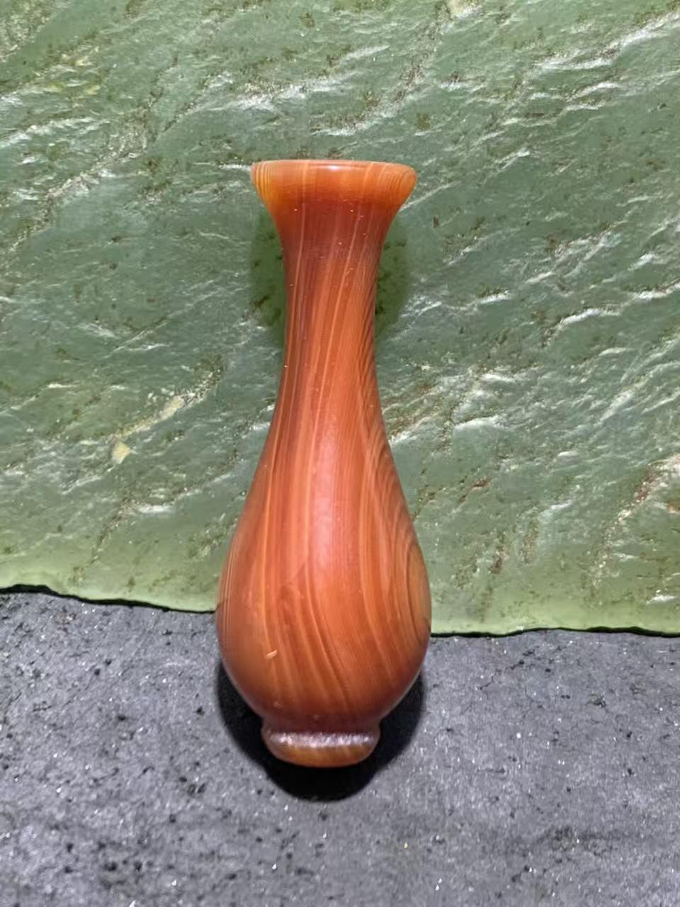 精美高玉化千层纹缠丝玛瑙双天眼瓶子珠一个，