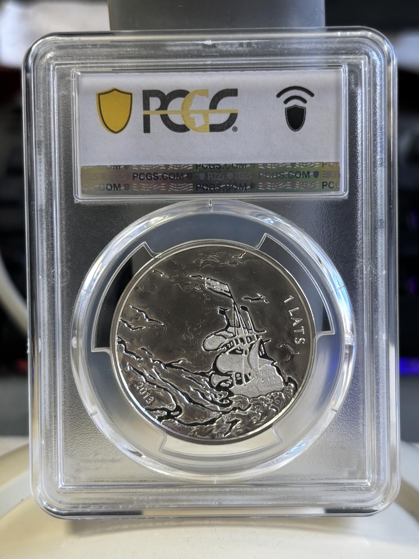 第181期拍卖 获奖币 拉脱维亚2013年作曲家理查德-瓦格纳1拉特精制银币 PCGS-PR69,获2015年克劳斯最佳银币，925银，22克