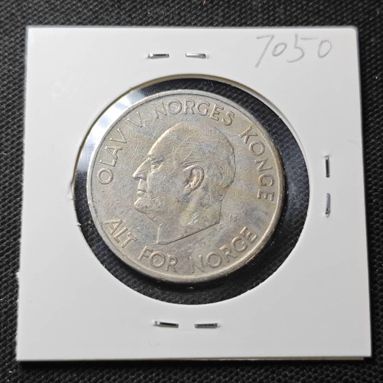 KK钱币收藏小铺  第370场  2月预留时间 周末发货  1964挪威5克朗