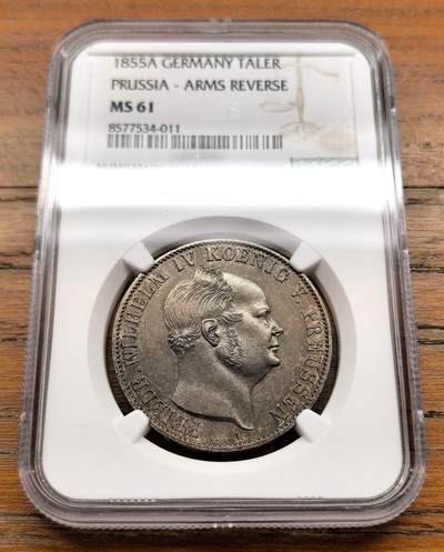 泉海漫舟·凡希社世界钱币微拍第三百十四期 - 1855德国普鲁士威廉四世盾徽泰勒NGC-MS61