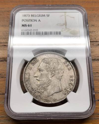 泉海漫舟·凡希社世界钱币微拍第三百十四期 - 1873比利时王国5法郎大银NGC-MS61