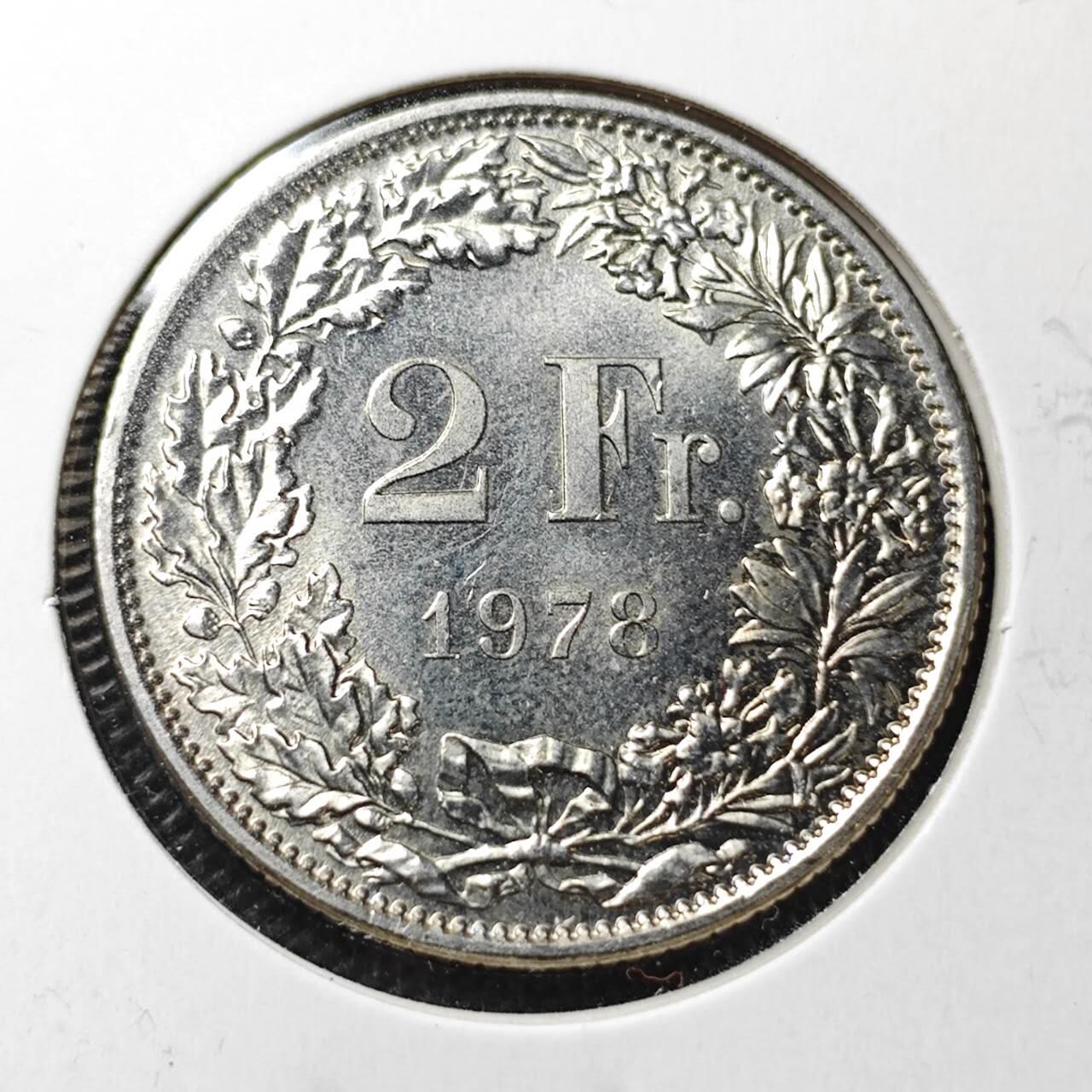 KK钱币收藏小铺  第370场  2月预留时间 周末发货  1978瑞士2法郎 好品