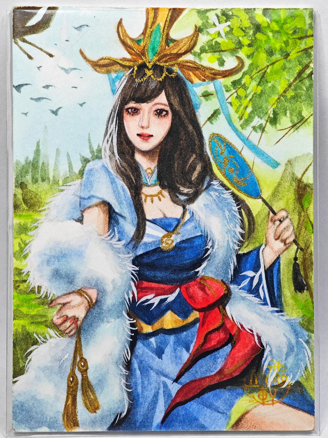 白泽拍卖卡牌手绘专场第28期（细雨生寒、寻梅闻香） 2025 匠魂轩手绘卡 轻抚  vzi亲签