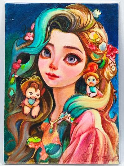 白泽拍卖卡牌手绘专场第28期（细雨生寒、寻梅闻香） - 2025 艺海卡社手绘卡 童话  紫敢楠亲签