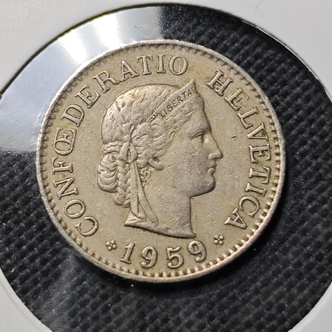 KK钱币收藏小铺  第370场  2月预留时间 周末发货  1959瑞士10分