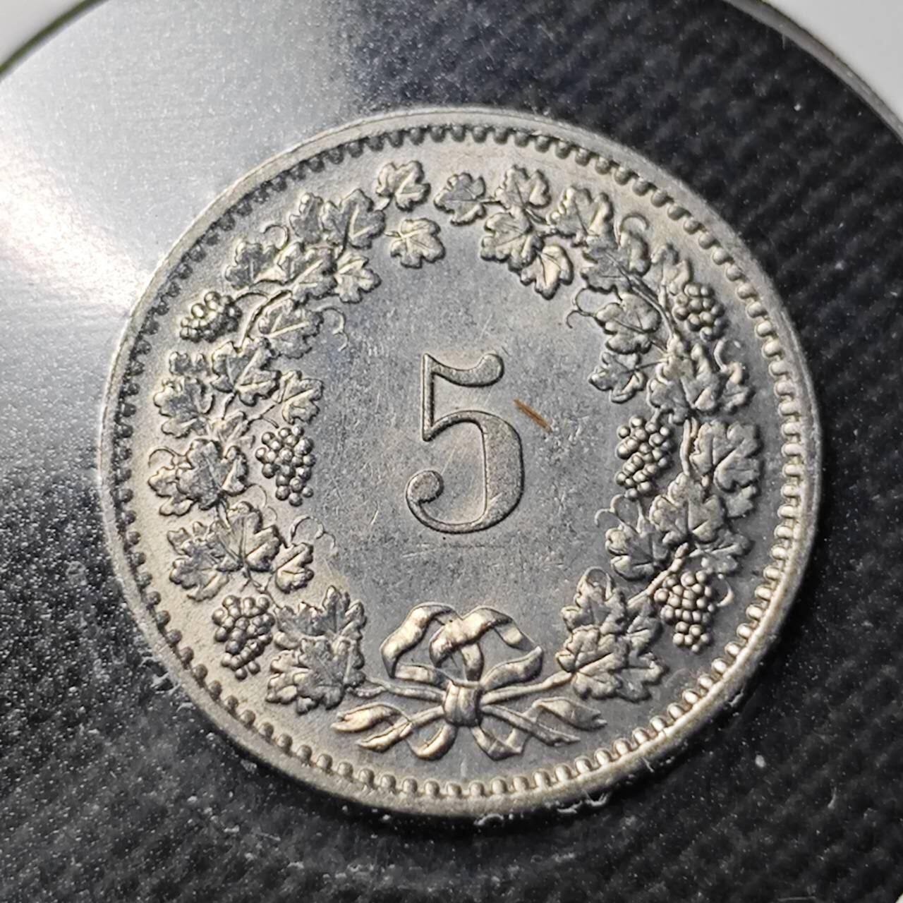 KK钱币收藏小铺  第370场  2月预留时间 周末发货  1971瑞士5分