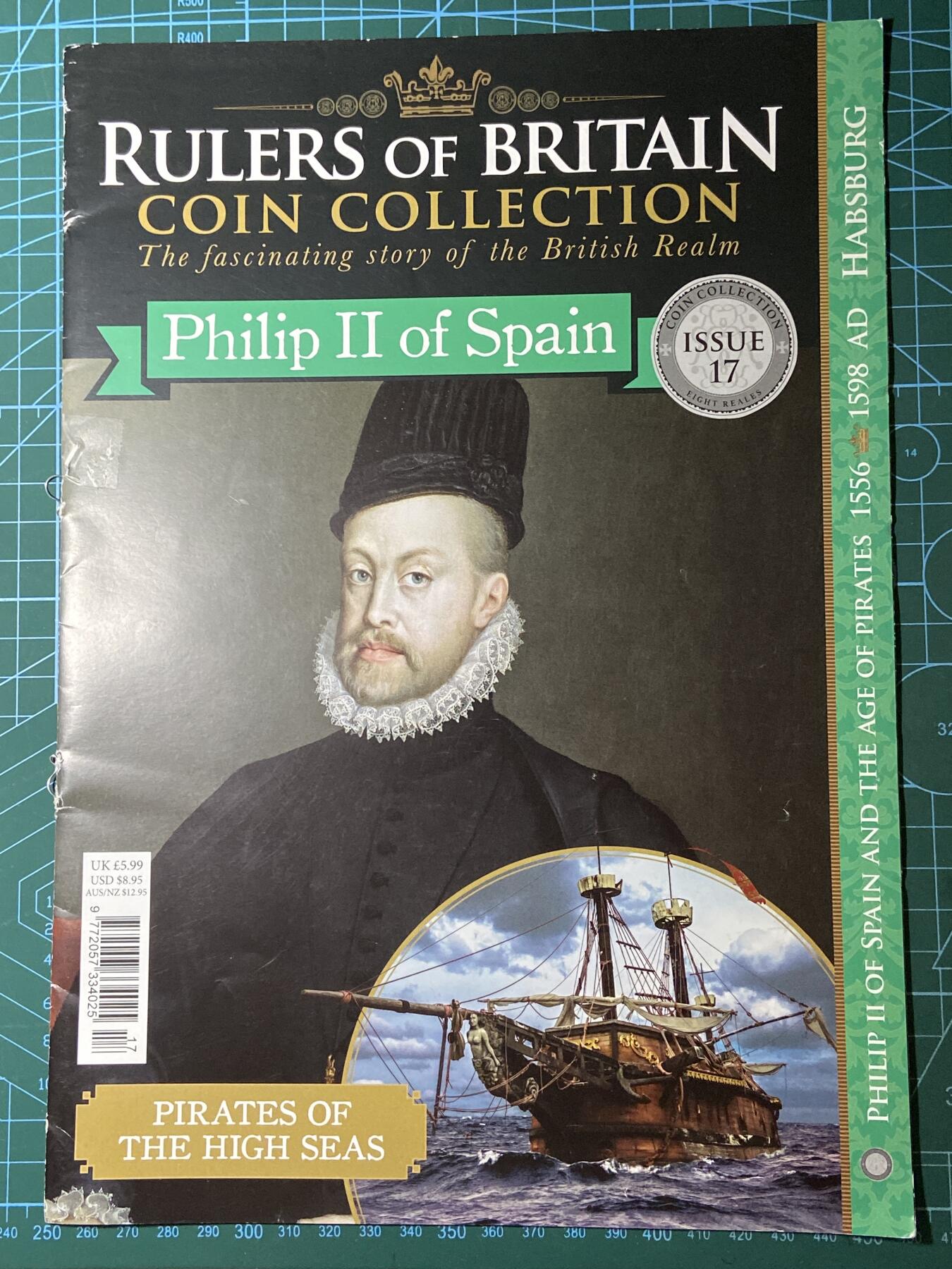 2025年第一百二十九场(总第一百五十五场）外国邮票、散币场(免佣金) （英国统治者硬币收藏系列）的第17期藏品杂志，西班牙腓力二世主题
