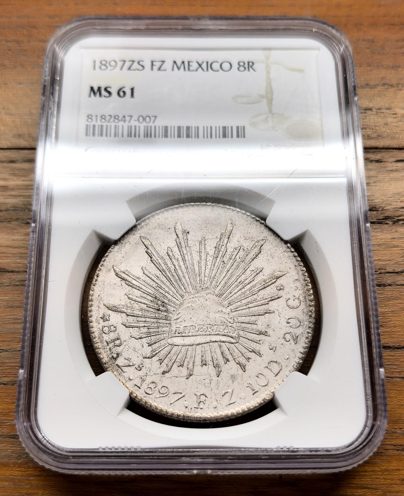 泉海漫舟·凡希社世界钱币微拍第三百十四期 1897ZSFZ墨西哥花边鹰洋NGC-MS61