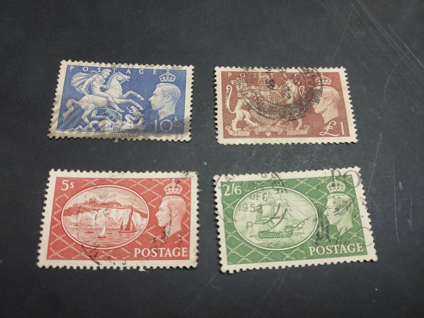 博彦收藏  11月17日 8点 邮票专场 英国乔治六世 普票高值4枚 旧票 上品