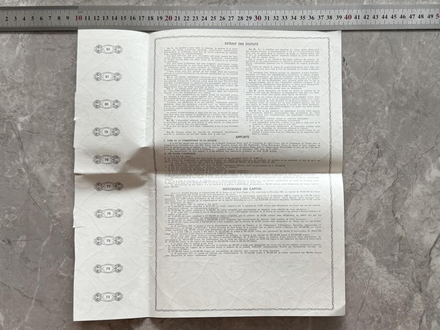 【乾奕收藏】出比利时1949年农工企业管理金融股份有限公司10股股票，国外一手回流