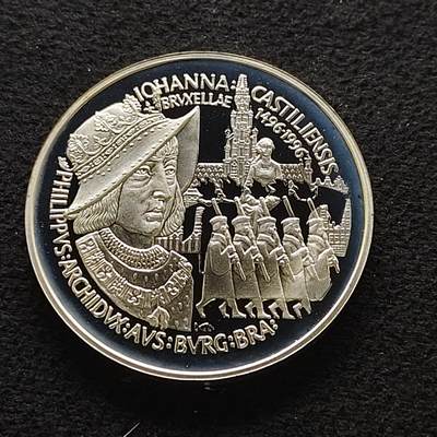 【全场包邮】纯粹捡漏拍477场（免费代拍第14场）调整中 - 比利时1996年20埃居英俊的菲利普与卡斯蒂利亚的约翰娜精制纪念银币