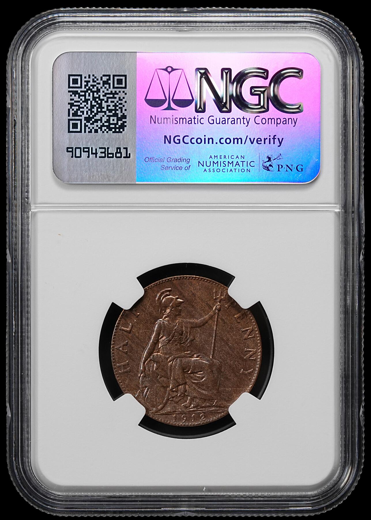 修遠堂世界钱币第九十三期 NGC MS64BN 1912年英国1/2便士铜币