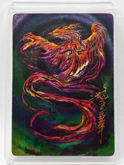 白泽拍卖卡牌手绘专场第28期（细雨生寒、寻梅闻香） - 2024 启读文化 山海经 鸾鸟  沈鑫亲签 粗闪 卡夹封装