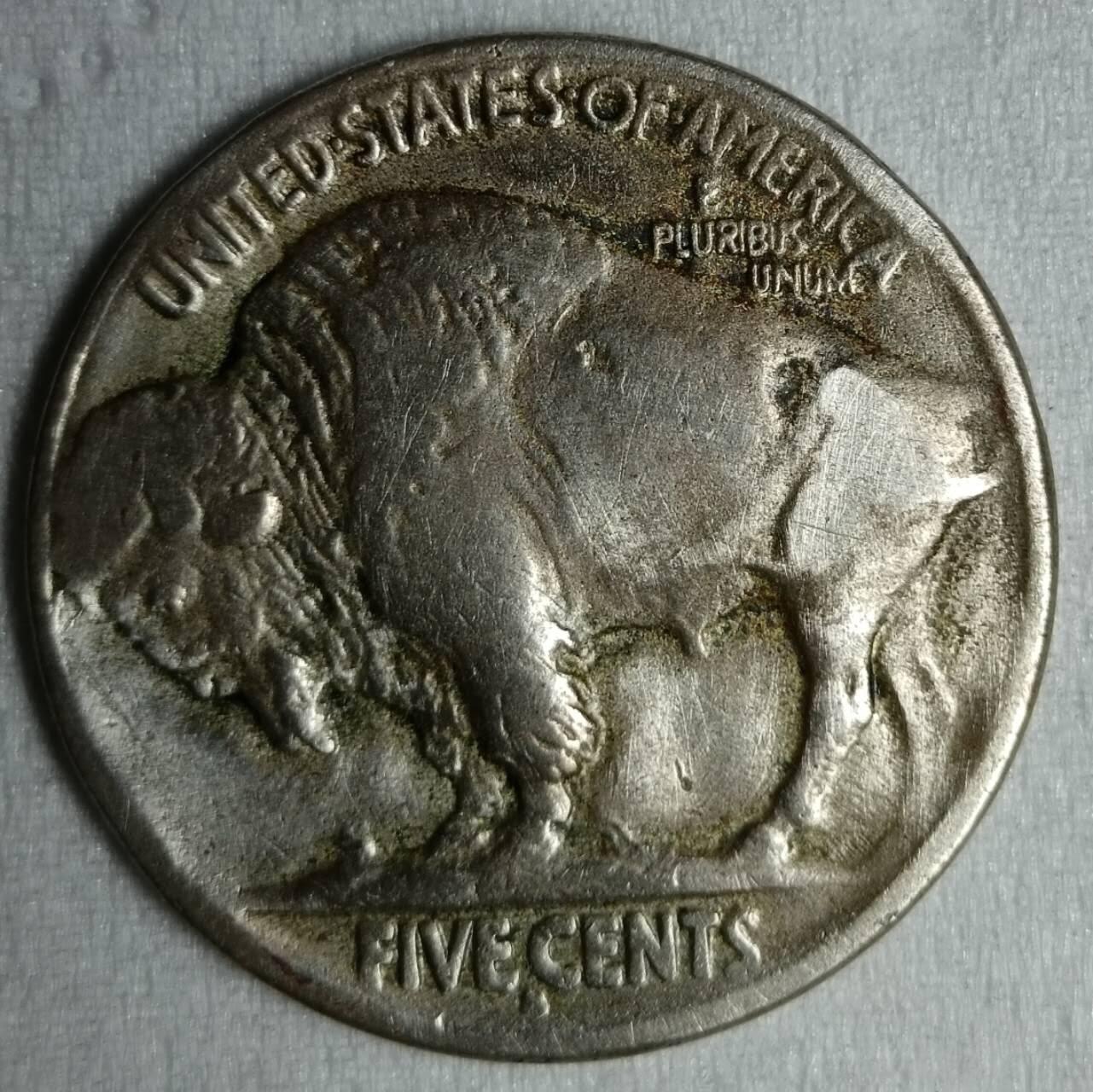 美国1914年S版5美分野牛镍币