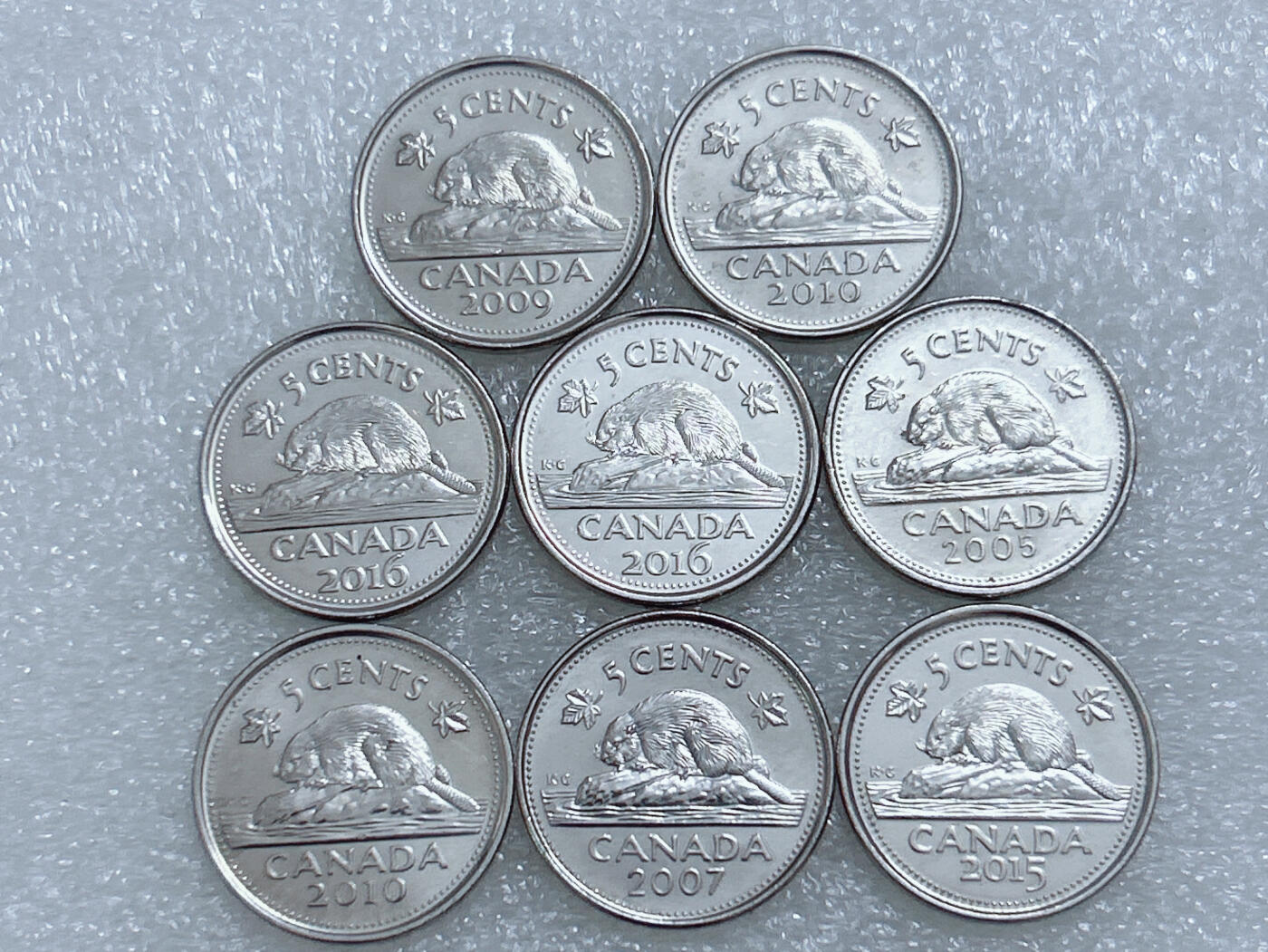 第一海外回流一元起拍收藏 散集专场  第265期 加拿大海狸5分纪念币 8枚 原光品