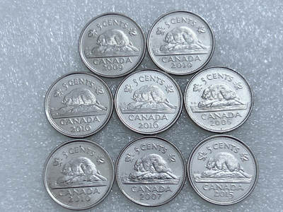 第一海外回流一元起拍收藏 散集专场  第265期 - 加拿大海狸5分纪念币 8枚 原光品