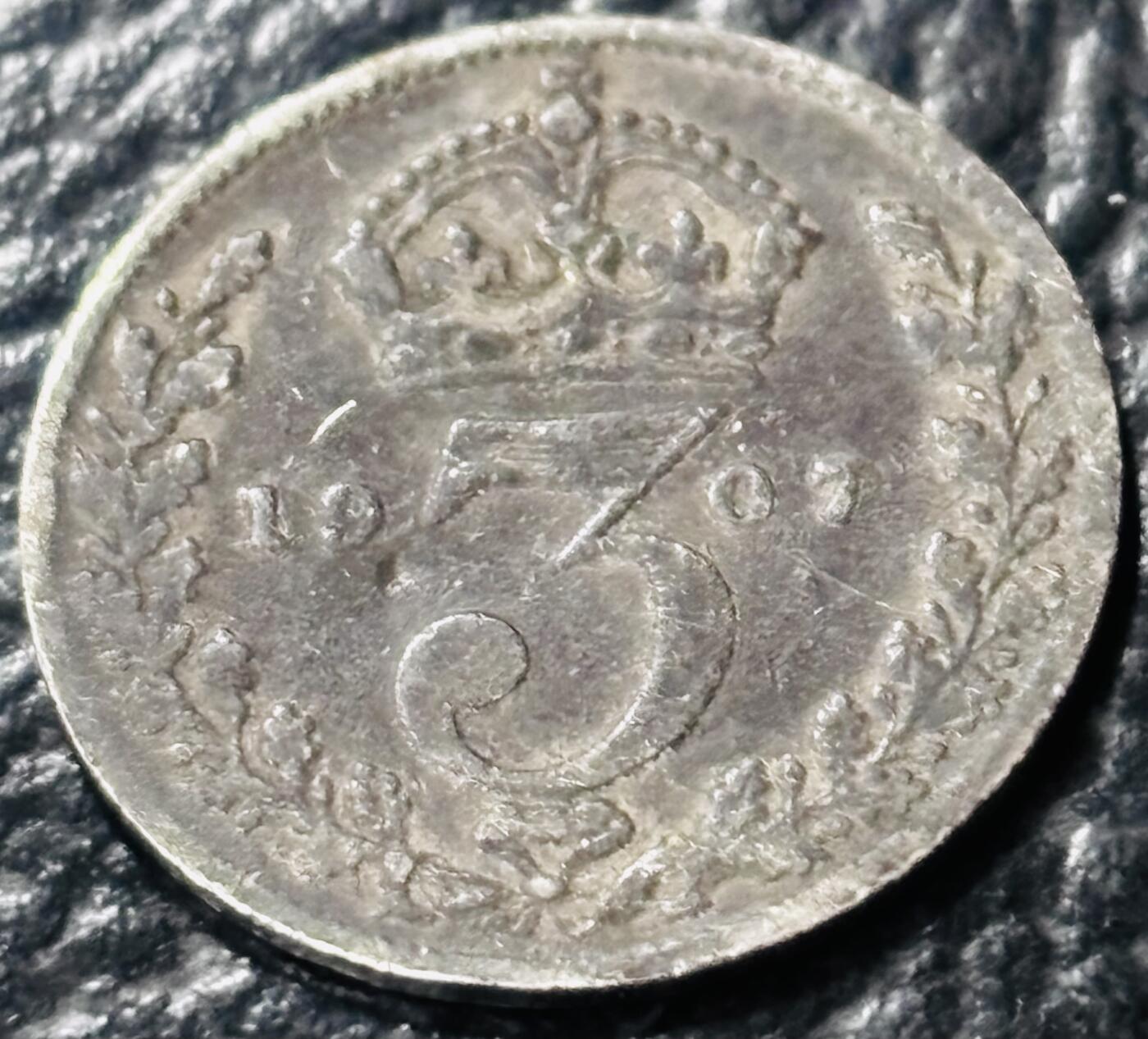 文馨钱币收藏第 281 场，【 长期接收代拍品】银元，银币，套币，纸币专场（本场截拍后休息三天，19 号发货） 1907 年英国爱德华七世 3 便士银币，第二版 925 高银