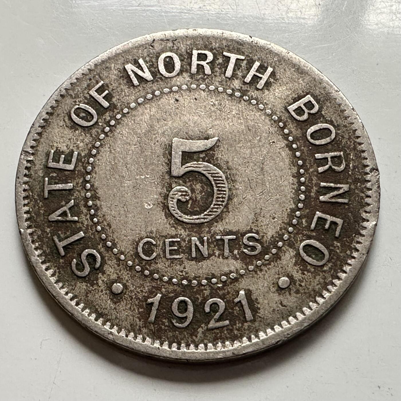 🌹外币初藏🌹🐯2025年第127场  每周二四六晚8️⃣点 接代拍 英属北婆罗州1921年五分