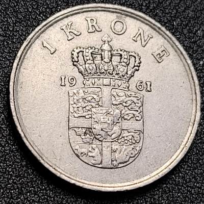 泉币菌-第128附加场-精品福利场（本场拍品多，请提前出价） - 丹麦硬币1克朗1961年25MM 