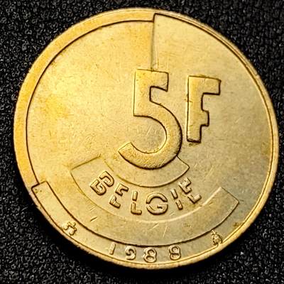 泉币菌-第128附加场-精品福利场（本场拍品多，请提前出价） - 1988分裂的人格 24mm 比利时5法郎硬币