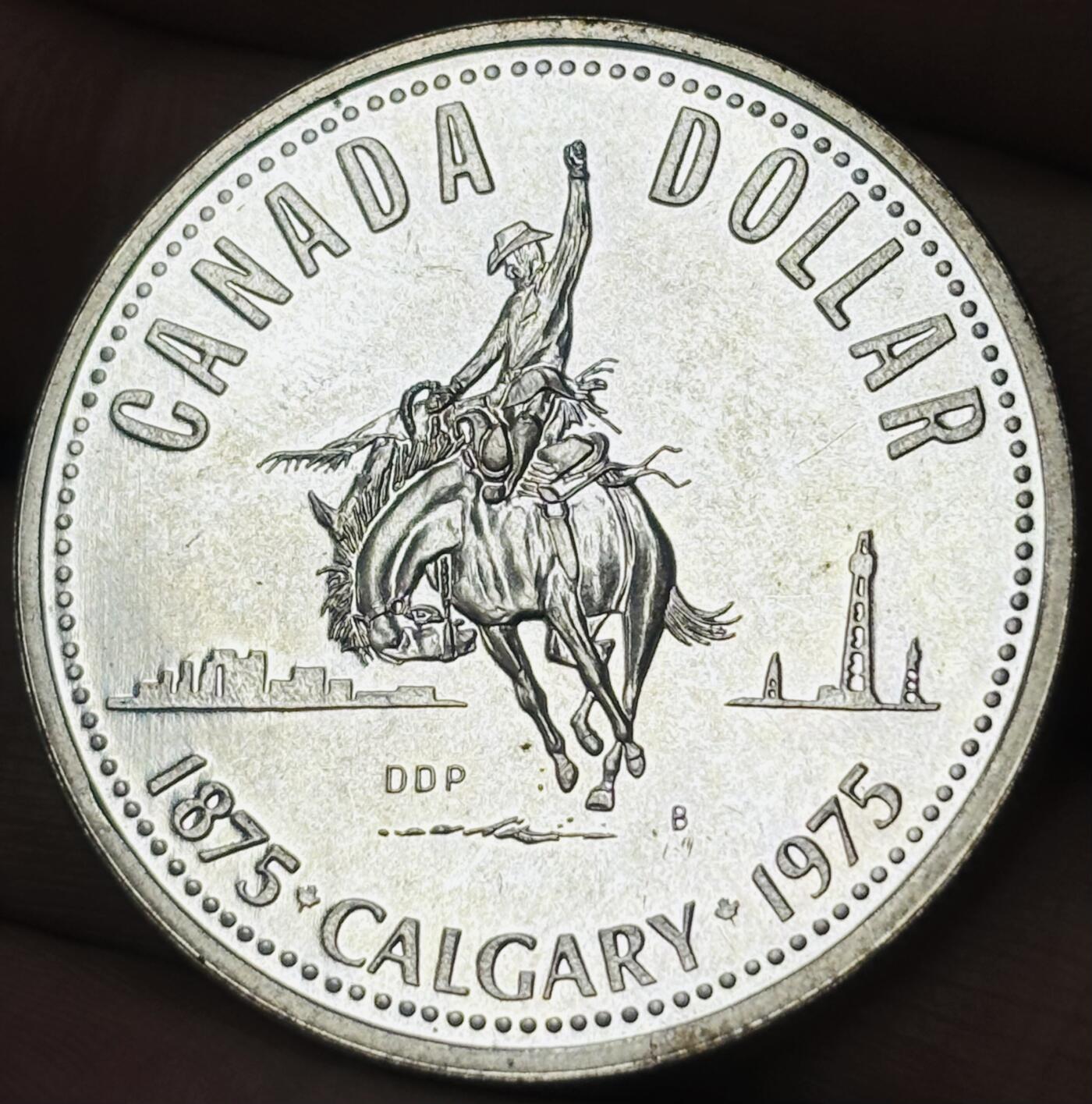 文馨钱币收藏第 281 场，【 长期接收代拍品】银元，银币，套币，纸币专场（本场截拍后休息三天，19 号发货） 全新原光 1975 年加拿大 1 元纪念银币，卡尔加里成立 100 周年