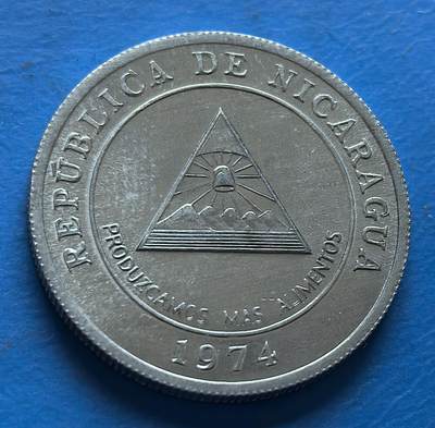 外国优质老铜币银币，周六九点倒数截拍，满百包邮，可寄存半年，喜欢朋友微信扫描二维码可直接参拍 - 尼加拉瓜1974年5分