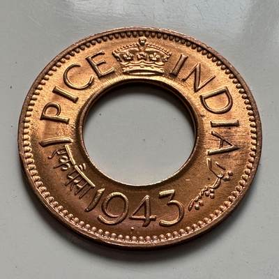 🌹外币初藏🌹🐯2025年第127场  每周二四六晚8️⃣点 接代拍 - 印度1943年1派沙 原光品b