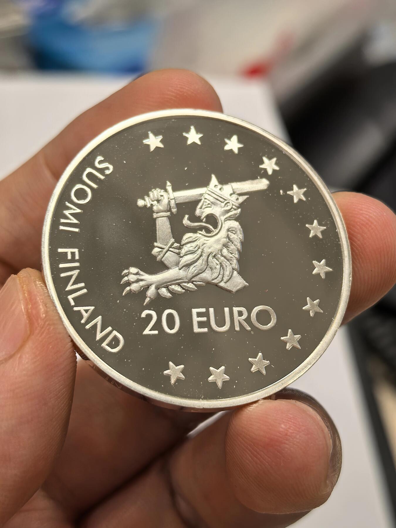 博洋堂世界钱币拍卖第146期（全场包邮） 1996年芬兰实拉维城堡20欧元精制币，稀少