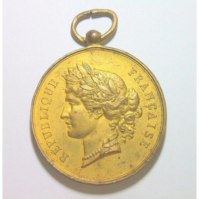 法国1893年 谷物女神高浮雕精制大镀金章 光边 45MM