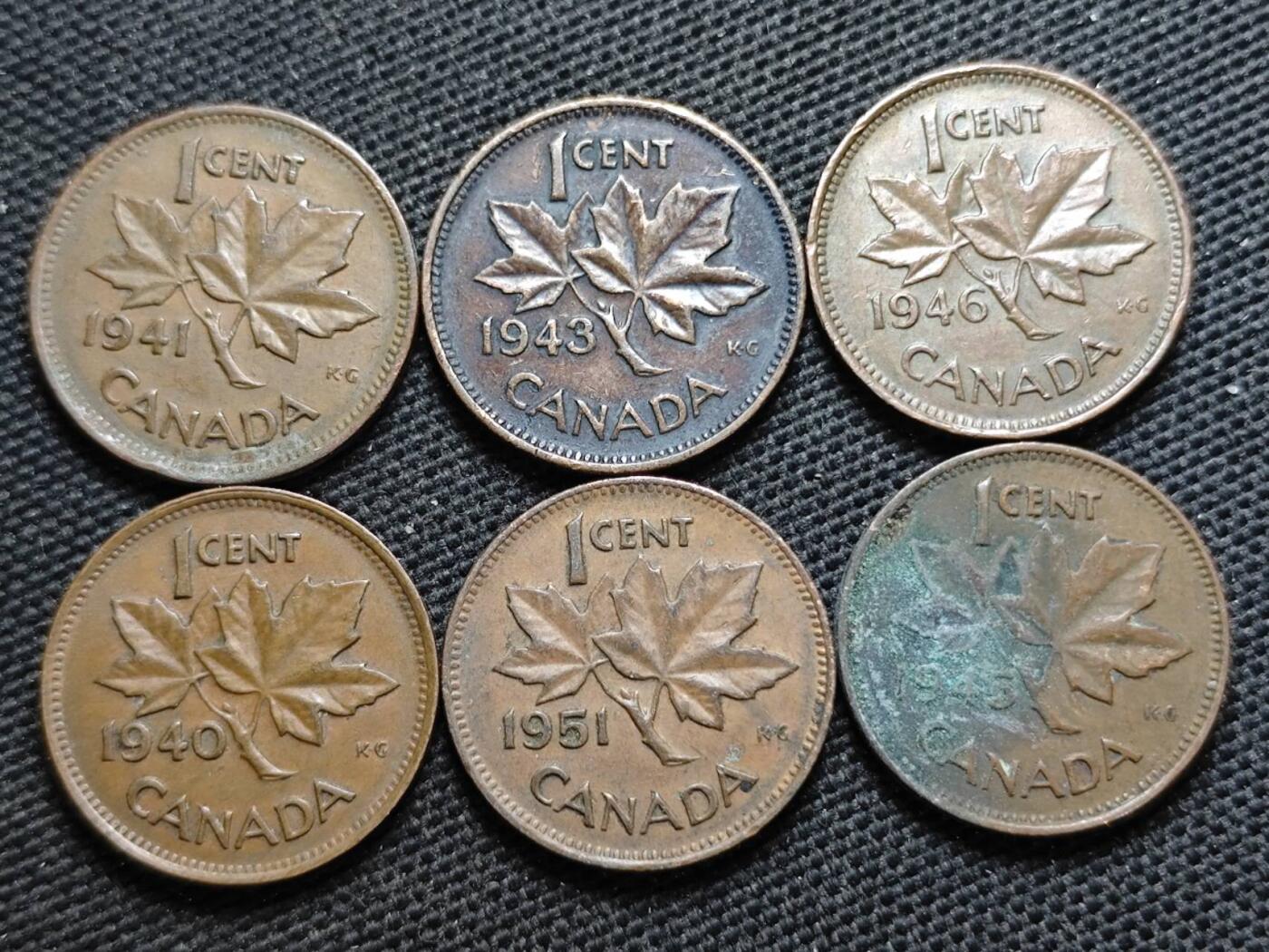 KK钱币收藏小铺  第370场  2月预留时间 周末发货  加拿大一分铜币乔六