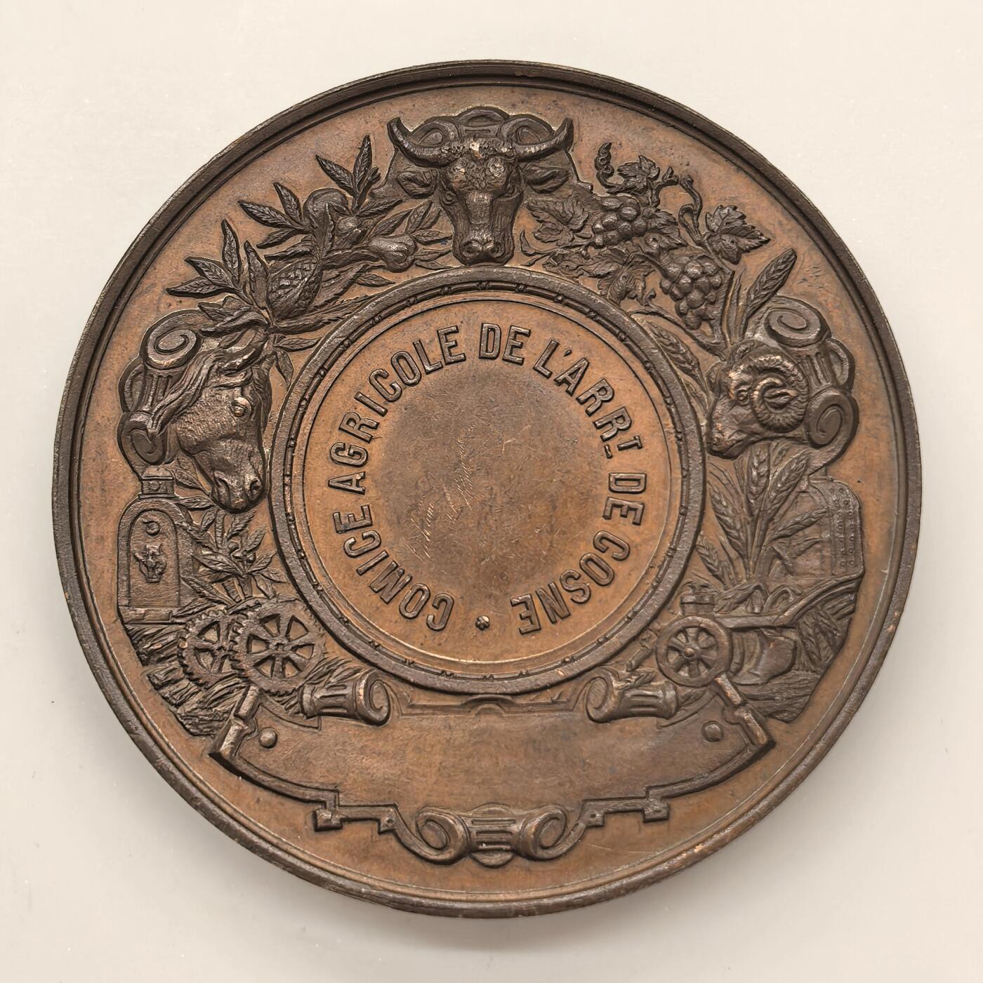 博洋堂世界钱币拍卖第146期（全场包邮） 法国1885年世博会女神头像，50mm高浮雕早期原铸款。UNC状态！送评最低63分！