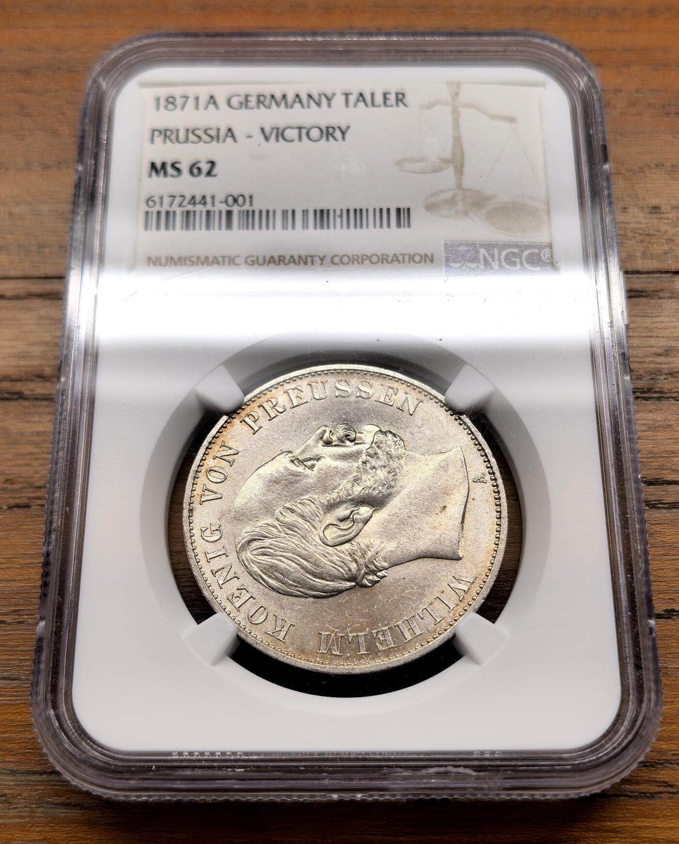 泉海漫舟·凡希社世界钱币微拍第三百十四期 1871德国普鲁士拿破仑战争胜利纪念泰勒NGC-MS62