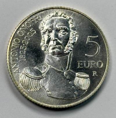 S&S Numismatic世界钱币-拍卖 第115期  - 圣马力诺2005年 安东尼奥·奥诺弗里逝世180周年 5欧元纪念银币 18克925银，品相如图
