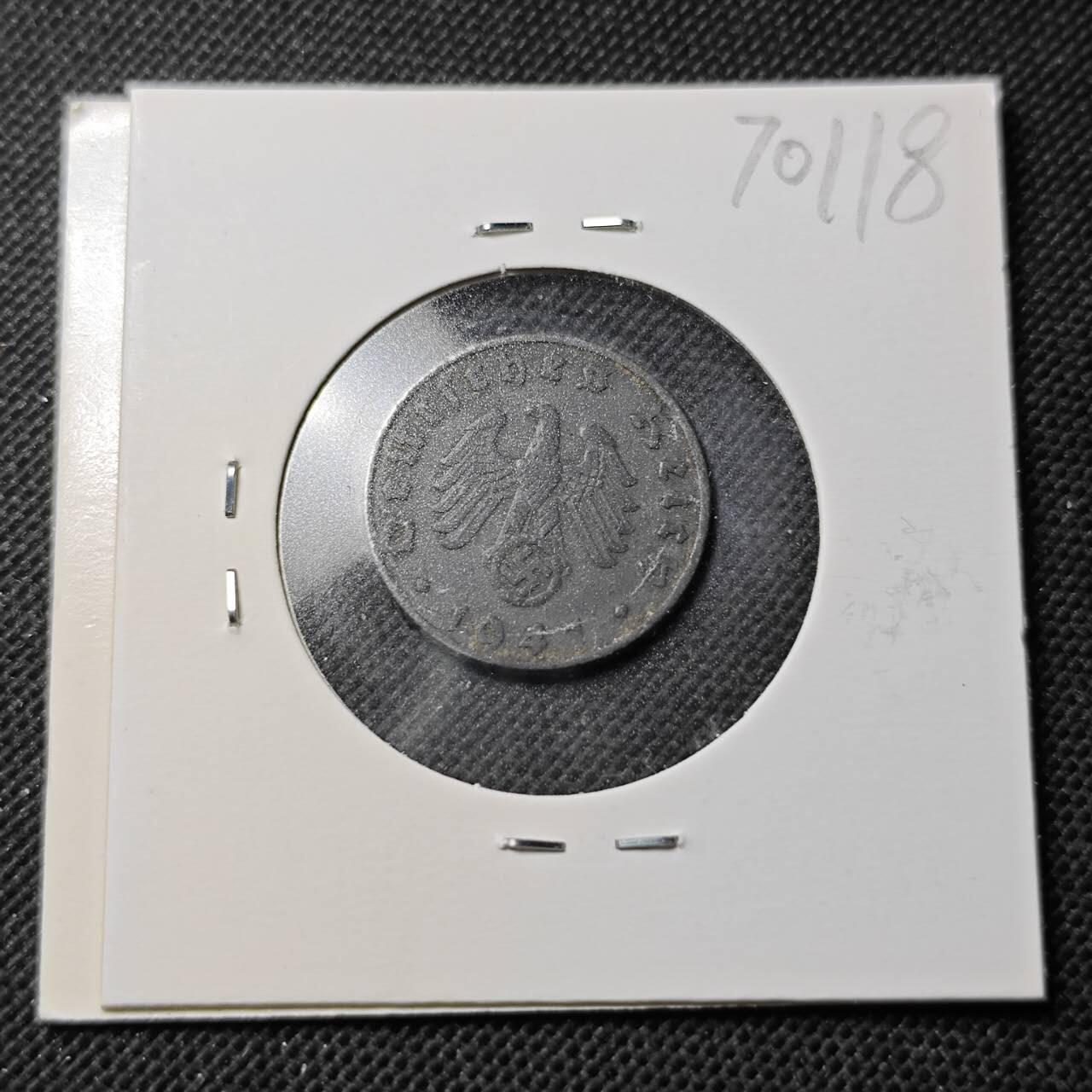 KK钱币收藏小铺  第370场  2月预留时间 周末发货 1941 德国5芬尼