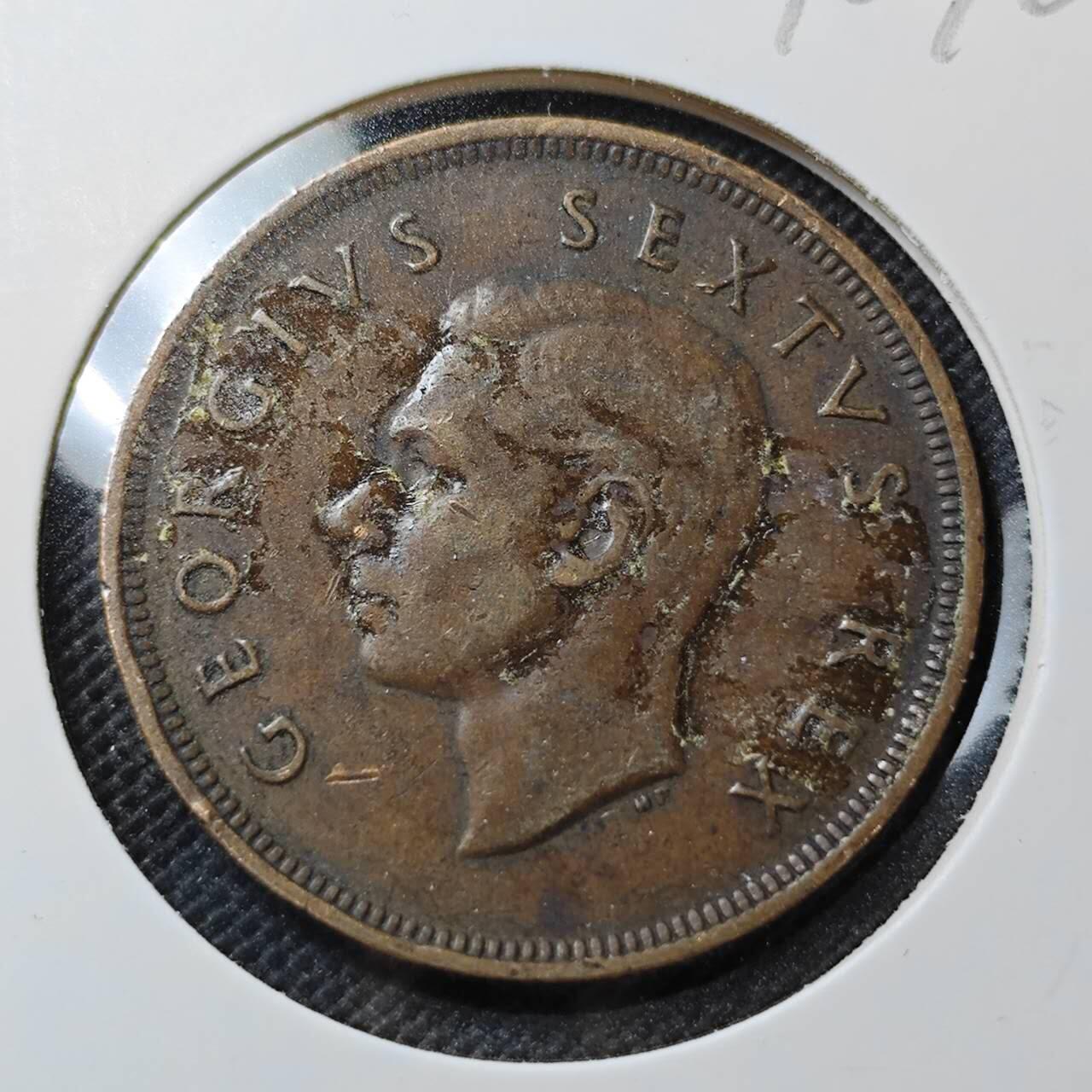 KK钱币收藏小铺  第370场  2月预留时间 周末发货  1952英属南非 乔六1便士铜币