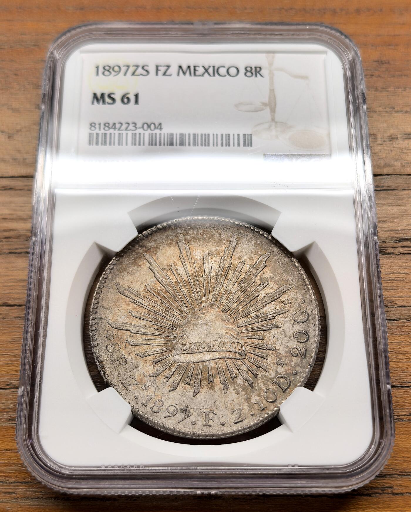 泉海漫舟·凡希社世界钱币微拍第三百十四期 1897ZSFZ墨西哥花边鹰洋NGC-MS61